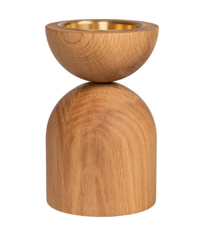 Aarikka Duo kynttilänjalka, tammi ja kulta,  17,5cm