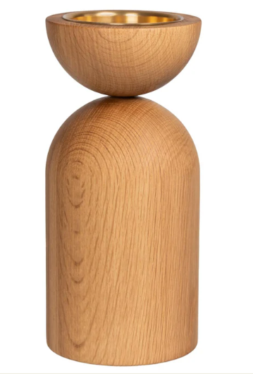 Aarikka Duo kynttilänjalka, tammi,kulta, 23,5cm